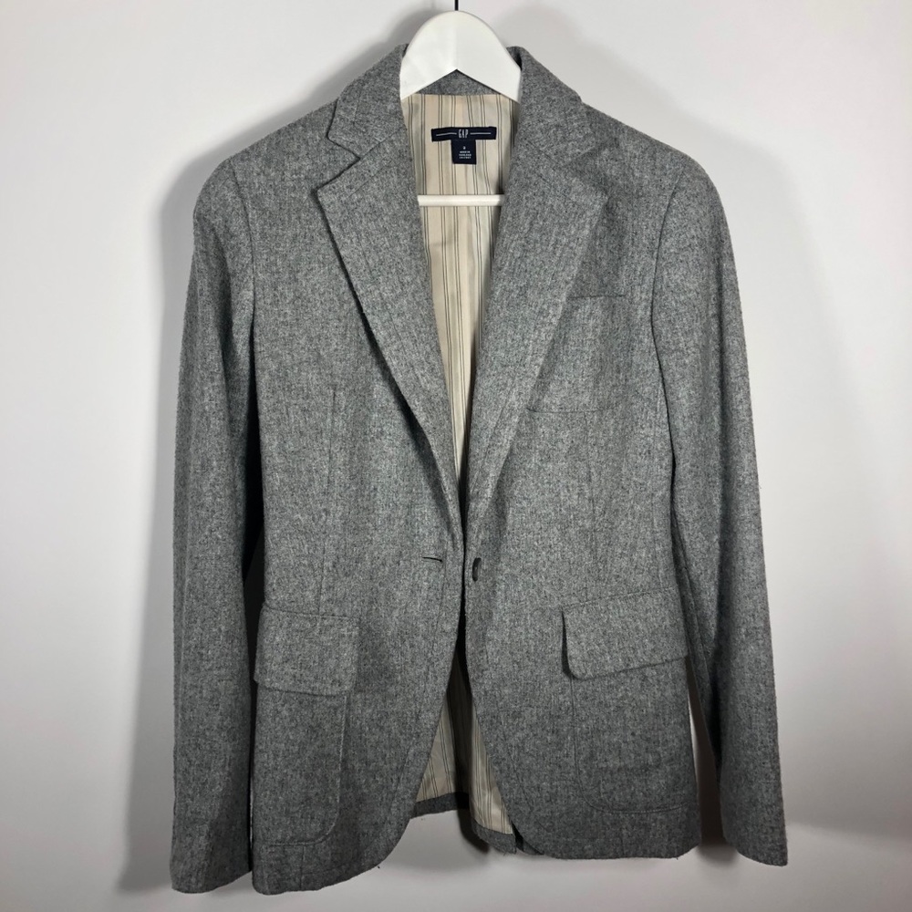 Gap grey melange wool blazer coat jacket size 2 S
